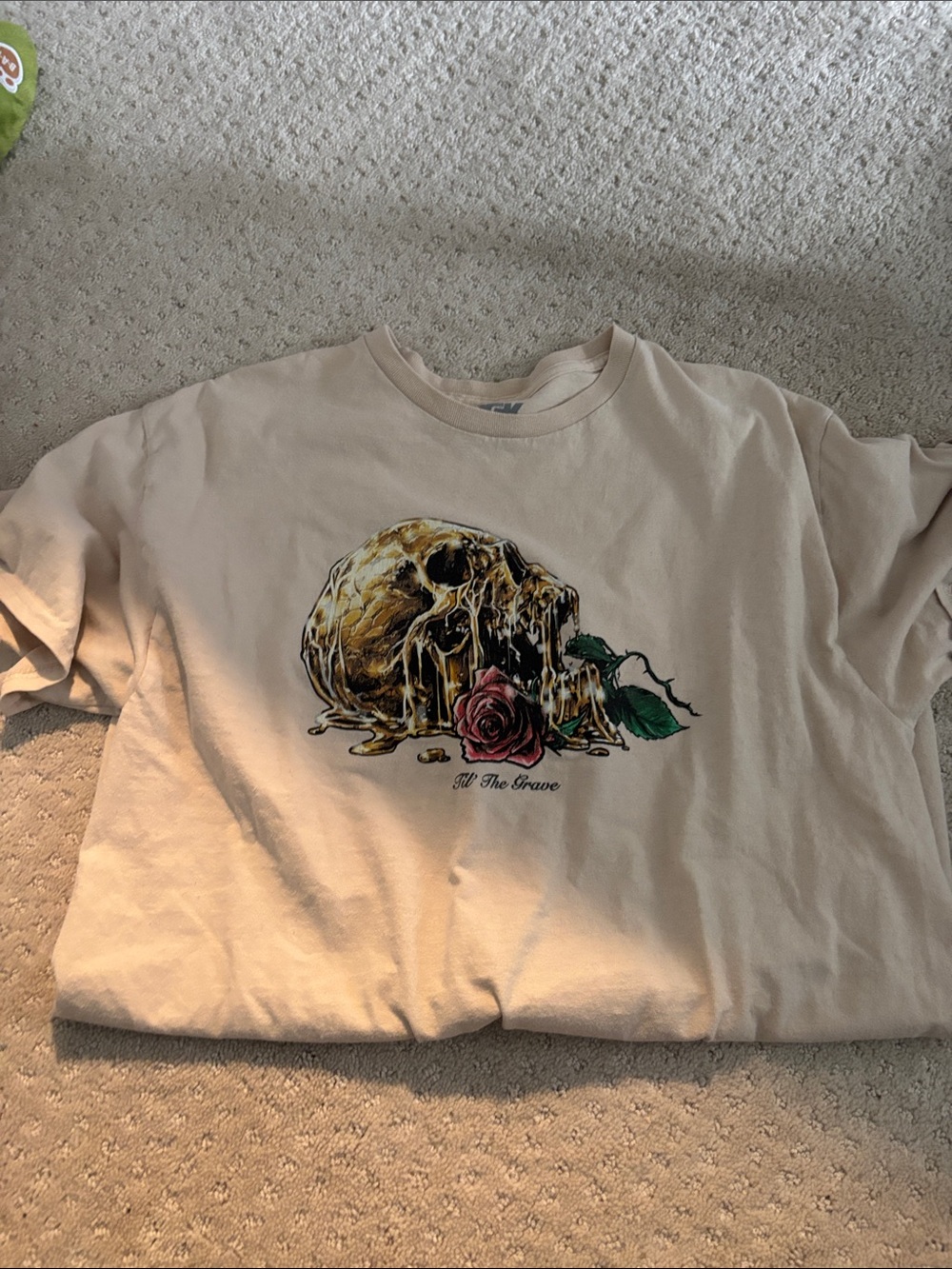 DGK Cream Graphic Tee with Skull, Rose & Leaf Artwork
